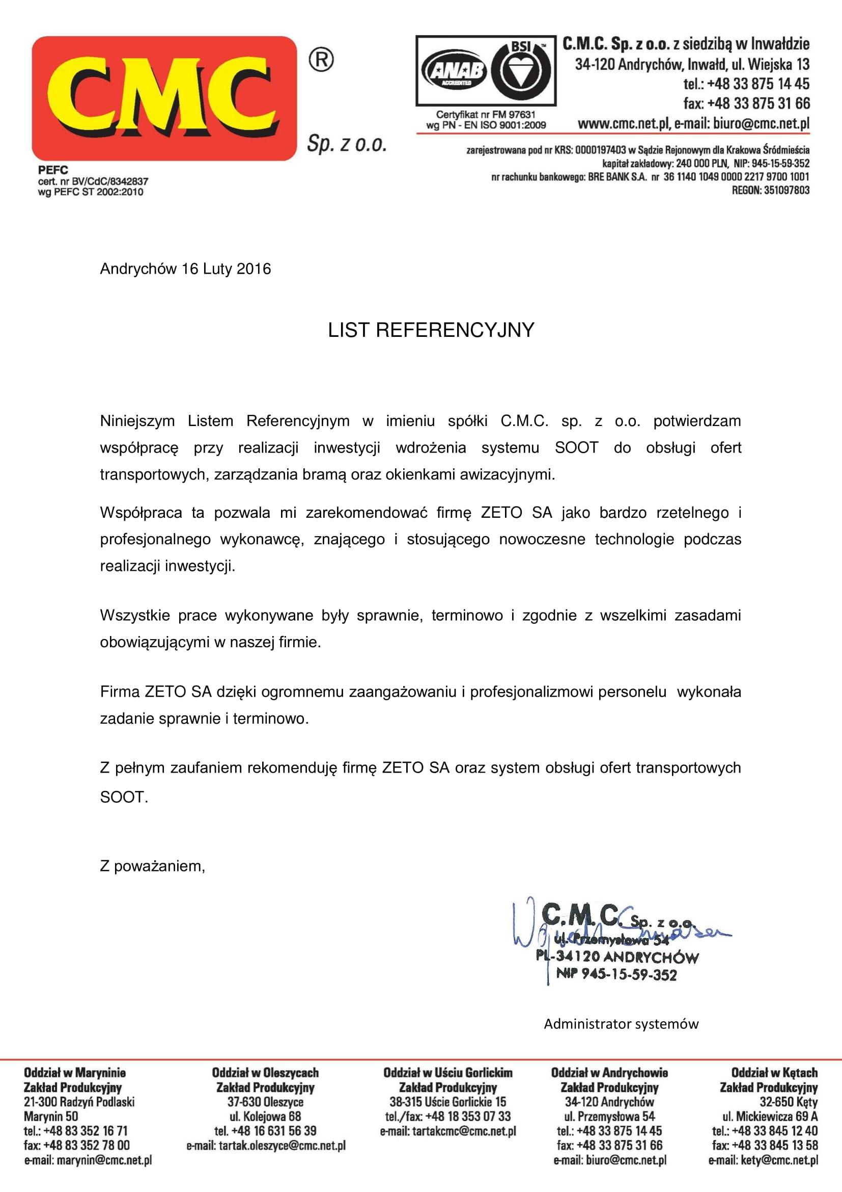 CMC list referencyny SOOT 1
